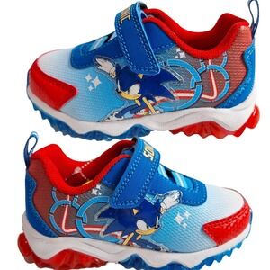 SONIC Toddler Light Up Walking Sneakers Size 7 (15cms) Blue Lightweight‎ Shoes